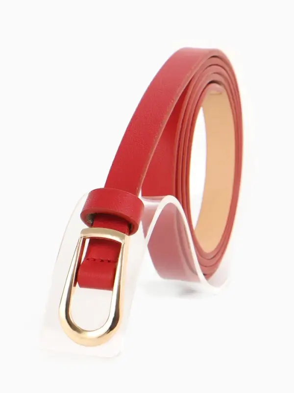 Ремень женский тонкий, 110&times;1.2 см, пряжка металл, золотистая, красный