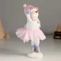 Фигурка полистоун &laquo;Снеговичок в розой юбке&raquo;, 8.5&times;7&times;18 см