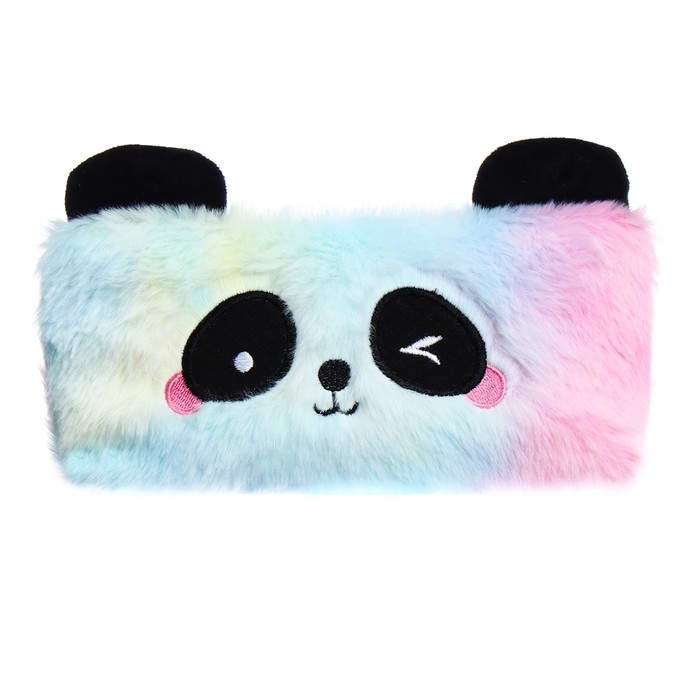 Пенал школьный меховой на молнии Calligrata Пенал школьный меховой на молнии Calligrata "Панда", микс