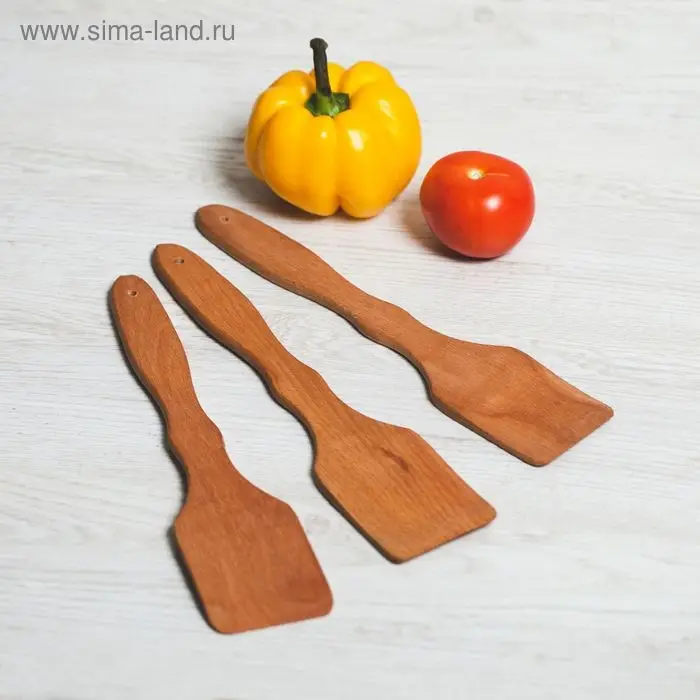 Лопатка кухонная деревянная «Фигурная», 31 см, бук-премиум