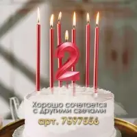 Свеча в торт на шпажке «Цифра 2», красная, 5 см