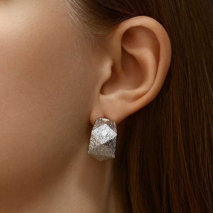 Серьги металл Серьги металл "Геометрия" объём, цвет серебро