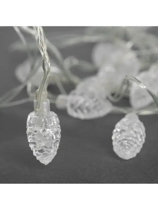 Гирлянда &laquo;Нить&raquo; 5 м с насадками &laquo;Шишки большие&raquo;, IP20, прозрачная нить, 20 LED, свечение мульти (RG/RB), мигание, 220 В