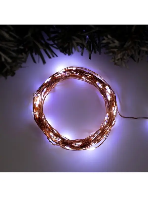 Гирлянда &laquo;Нить&raquo; 10 м, роса, IP20, медная нить, 100 LED, свечение белое, 12 В