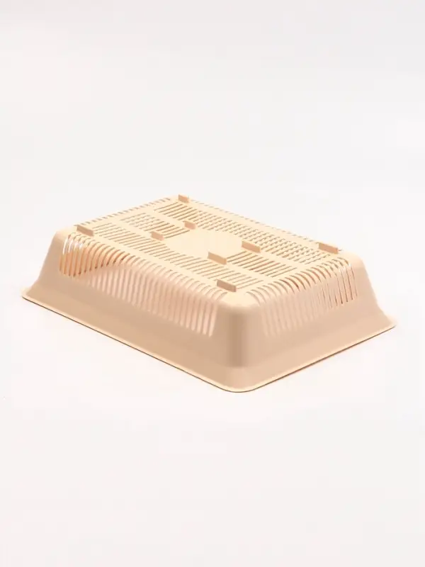 Лоток для кошек, 36&times;25&times;9 см, глубокий, с сеткой, пластик, бирюзовый, бежевый
