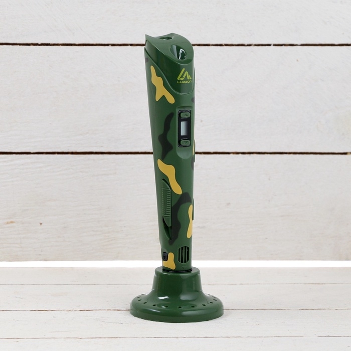 3D ручка Luazon, трафареты и 150 метров пластика комплекте, работа с ABS и PLA, хаки 3D ручка Luazon, трафареты и 150 метров пластика комплекте, работа с ABS и PLA, хаки