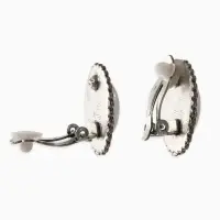 Клипсы "Винтаж" овал жемчуга, цвет белый в чернёном серебре Клипсы "Винтаж" овал жемчуга, цвет белый в чернёном серебре