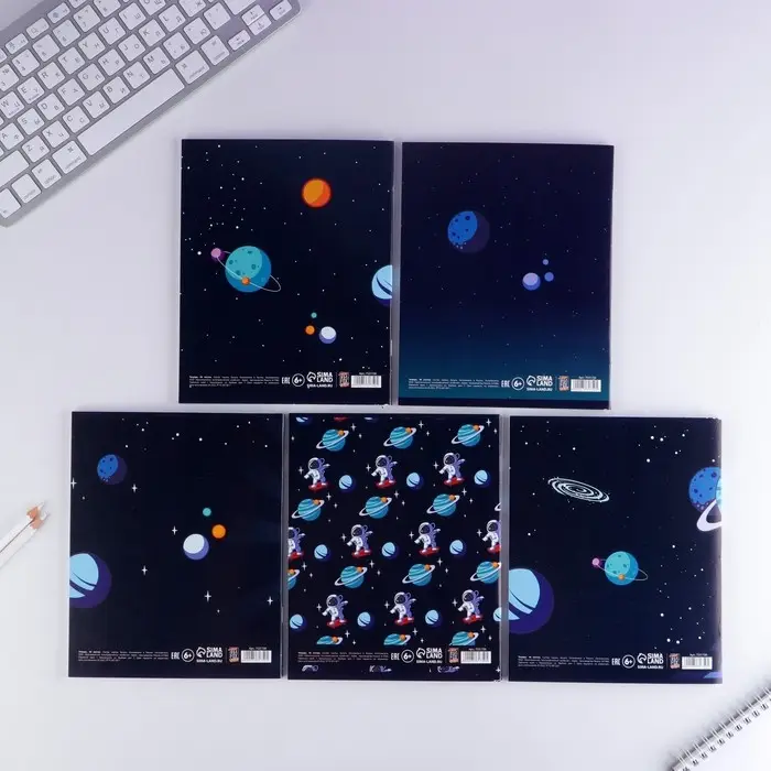 Тетрадь в клетку, 48 л., А5, на скрепке, блок №1 «Космос» МИКС Тетрадь в клетку, 48 л., А5, на скрепке, блок №1 «Космос» МИКС