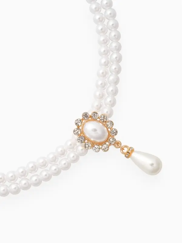 Набор 2 предмета: серьги, колье &laquo;Антуанетта&raquo;, вспышка, белый в золоте, 40 см