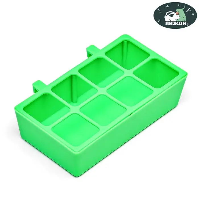 Кормушка для кормления, 16.9&times;8.9&times;4.4 см, с защитой на 8 ячеек, пластик, зелёная