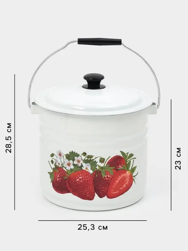 Ведро эмалированное, 10 л, с крышкой и ручкой, белое