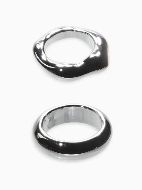 Кольцо пластик &laquo;Стиль&raquo;, набор 2 шт. размер 17, цвет серебро