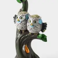 Фигурка декоративная &laquo;Два серых филина на дереве&raquo;, полистоун, 15&times;7.5&times;19 см