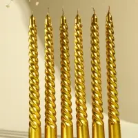Свечи витые, 1.9&times;20 см, 6 шт., золотой металлик