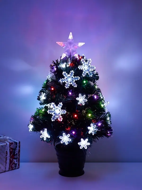 Ёлка светодиодная &laquo;Снежинки&raquo; 60 см, диаметр нижнего яруса 35 см, 55 веток, мигание, свечение мульти