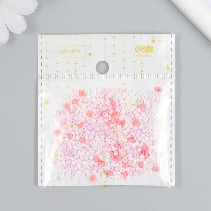 Бисер стекло 8/0  Бисер стекло 8/0 "Перламутр. Меланж розовый" 10 гр