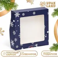 Коробка подарочная новогодняя складная с окном «Метель», 15×15×4 см