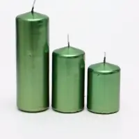 Свеча столбик 5&times;7.5, 10, 15 см, набор 3 шт., зелёный металлик