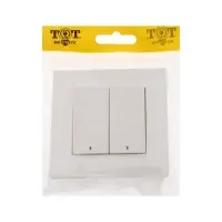 Выключатель TOT Glossy Glass, 10 А, 2 клавиши, с подсветкой, скрытый монтаж, стеклянная рамка, белый