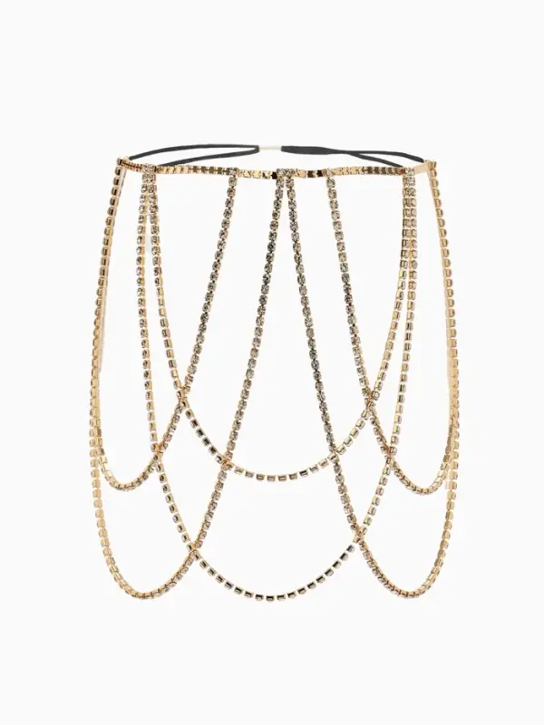 Цепочка на бедро бодичейн  Цепочка на бедро бодичейн "Ярусы" со стразами, цвет белый в золоте