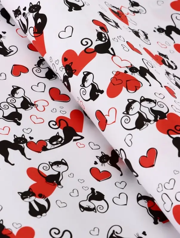 Бумага упаковочная крафт белый &laquo;Ля Мур&raquo;, черный/красный, 0.72&times;10&plusmn;5% м, 60 г