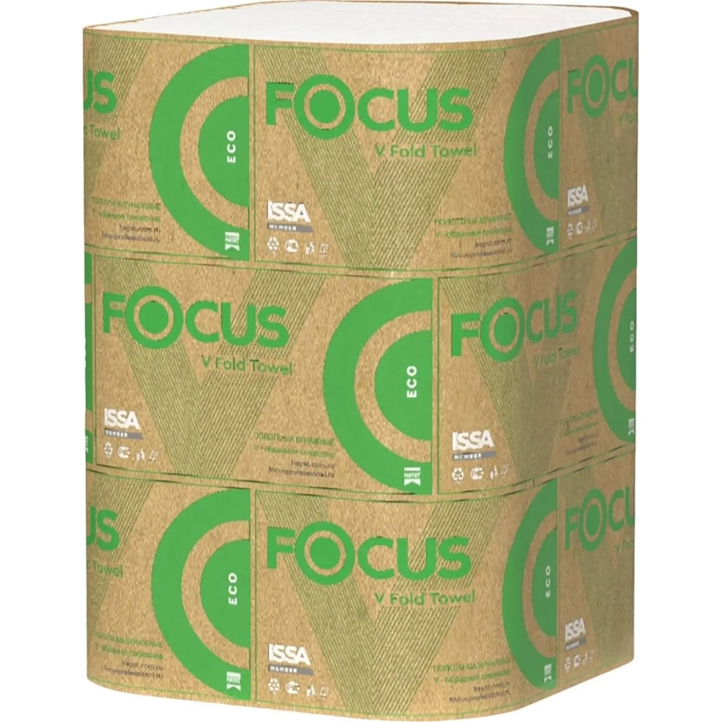 Полотенца бумажные д/дисп. FOCUS Eco Vсл 1сл бел 250л 15пач/уп 5083742 п/э