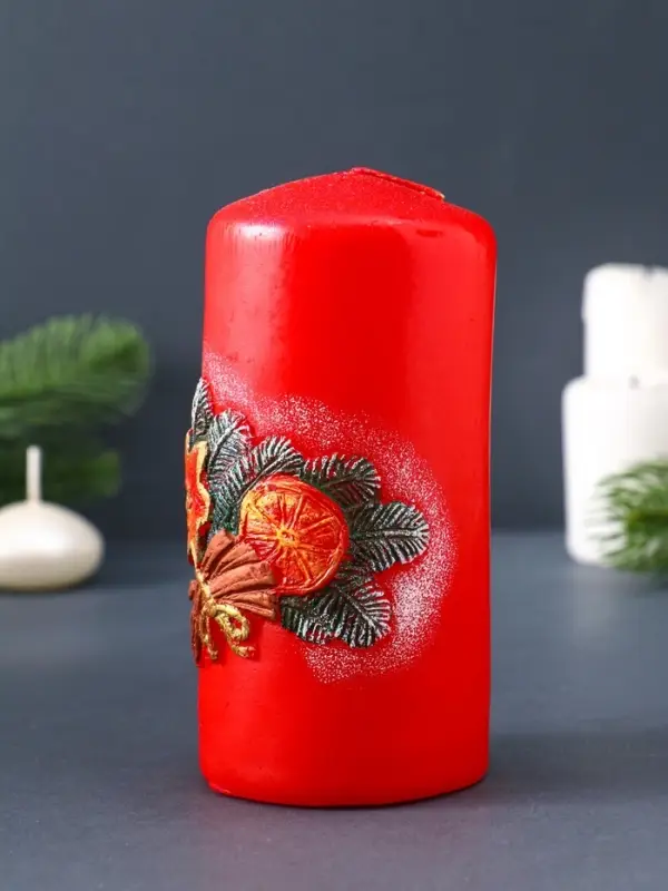 Свеча-цилиндр "Сочельник" 6х6х13 см