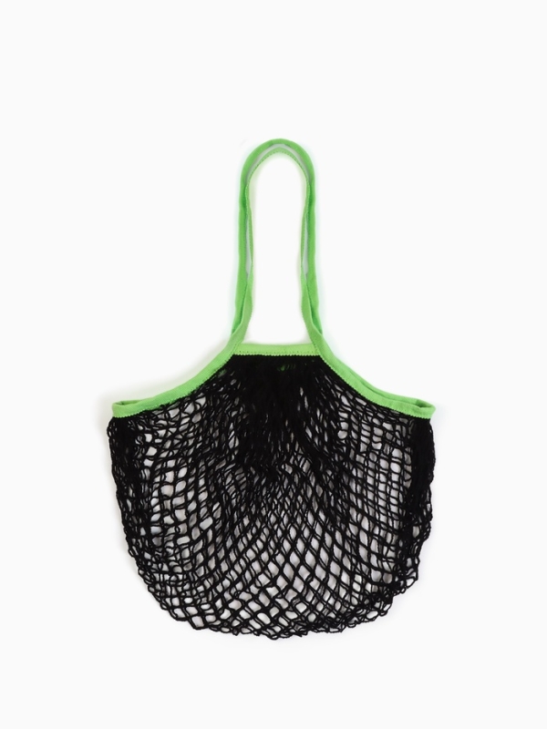 Авоська, 41 х 27 см, ручка 17 см, клетка 1.5 см, черная с зеленой ручкой Авоська, 41 х 27 см, ручка 17 см, клетка 1.5 см, черная с зеленой ручкой