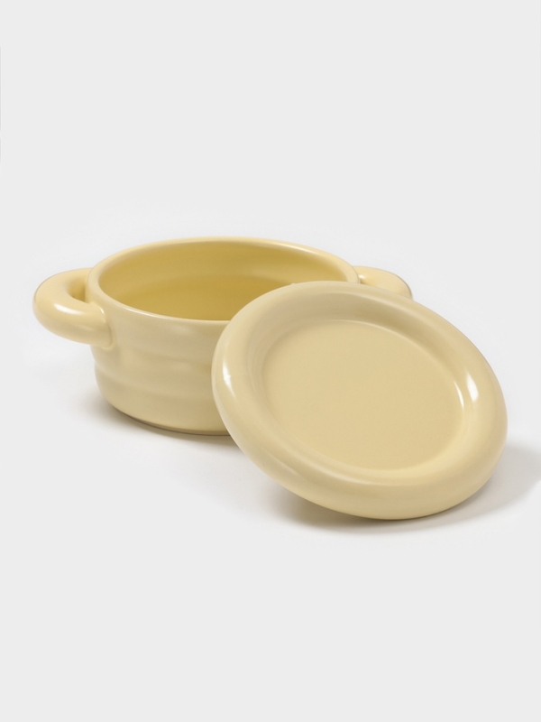 Горшочек для запекания Доляна «Зефир», 250 мл, 15×10,5×6,3 см, с ручками, с крышкой, керамика, жёлтый Горшочек для запекания Доляна «Зефир», 250 мл, 15×10,5×6,3 см, с ручками, с крышкой, керамика, жёлтый