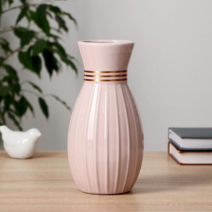 Ваза керамика настольная Ваза керамика настольная "Глория" d-8,5 см, 11х22 см, розовый
