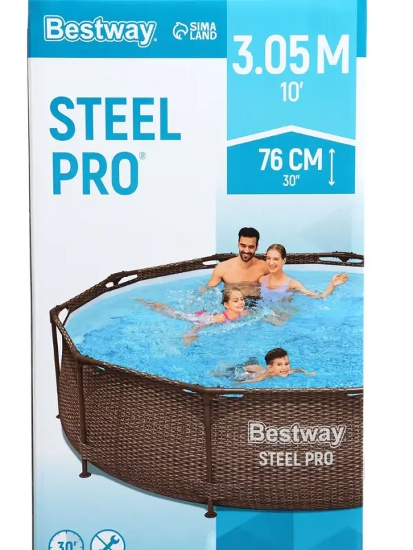 Бассейн каркасный Steel Pro, 305&times;76 см, круглый, цвет ротанг, 561JE Bestway