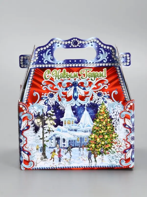 Подарочная новогодняя коробка «Зимпяя тройка в синем» 20×12×19 см Подарочная новогодняя коробка «Зимпяя тройка в синем» 20×12×19 см