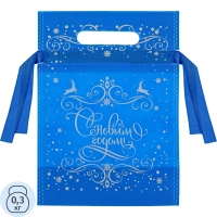 Мешочек для подарков Ледяной узор, 24x18x9см, голубой, НУ-6243