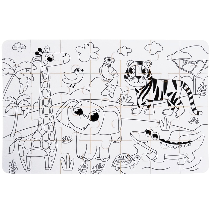 Мягкий пазл для малышей раскраска «Африка», размер 50х33 см, 28 деталей, Крошка Я Мягкий пазл для малышей раскраска «Африка», размер 50х33 см, 28 деталей, Крошка Я