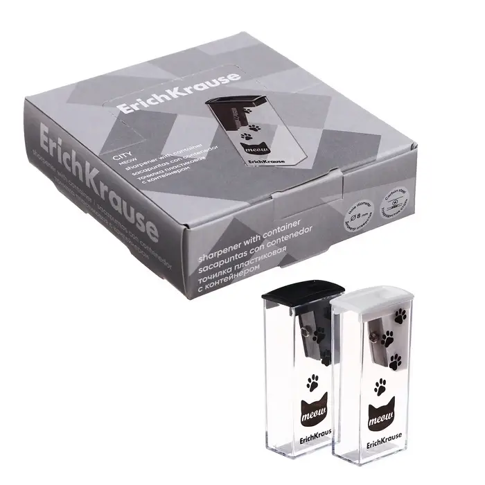 Точилка ErichKrause. City Meow, с контейнером, МИКС