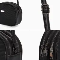 Сумка женская кросс-боди на молнии, 19&times;7&times;15 см, чёрная