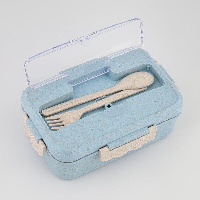 Ланч бокс, в школу, контейнер для еды, 800 мл, с приборами, 12 х 7.6 х 20 см, голубой Ланч бокс, в школу, контейнер для еды, 800 мл, с приборами, 12 х 7.6 х 20 см, голубой