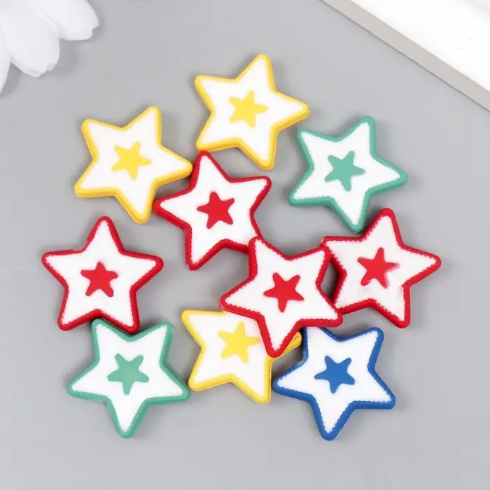 Акриловая бусина для рукоделия и плетения &laquo;Арт Узор. Звёздочки&raquo;, 0.4&times;2.3&times;2.3 см, МИКС