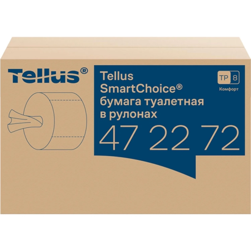 Бумага туалетная д/дисп Торк/Tellus SmartOne Т8 рул с ЦВ 2сл 8рул/уп_472272