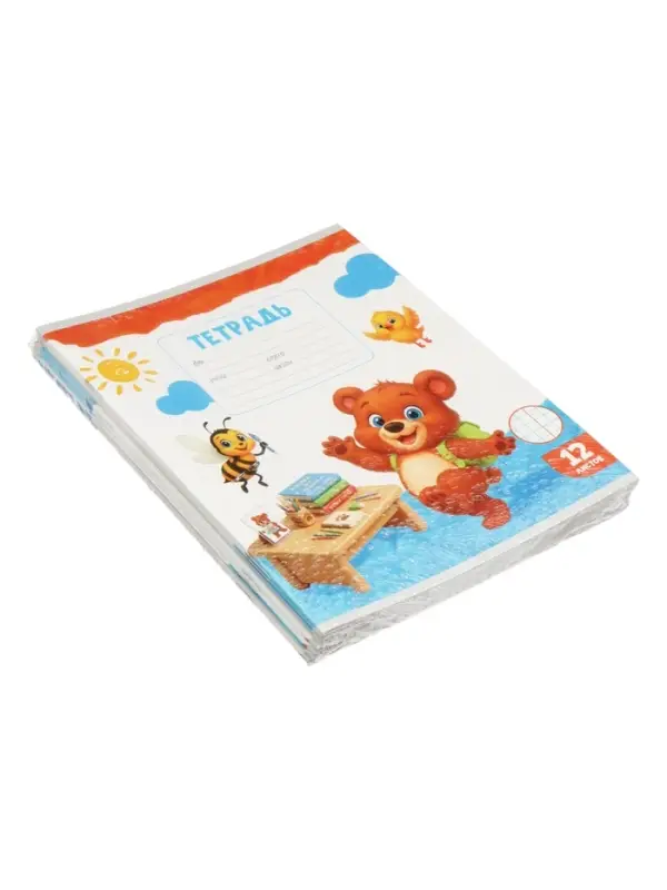 Тетради 10 штук 12 листов в клетку Calligrata KIDS, блок №2, 5 видов
