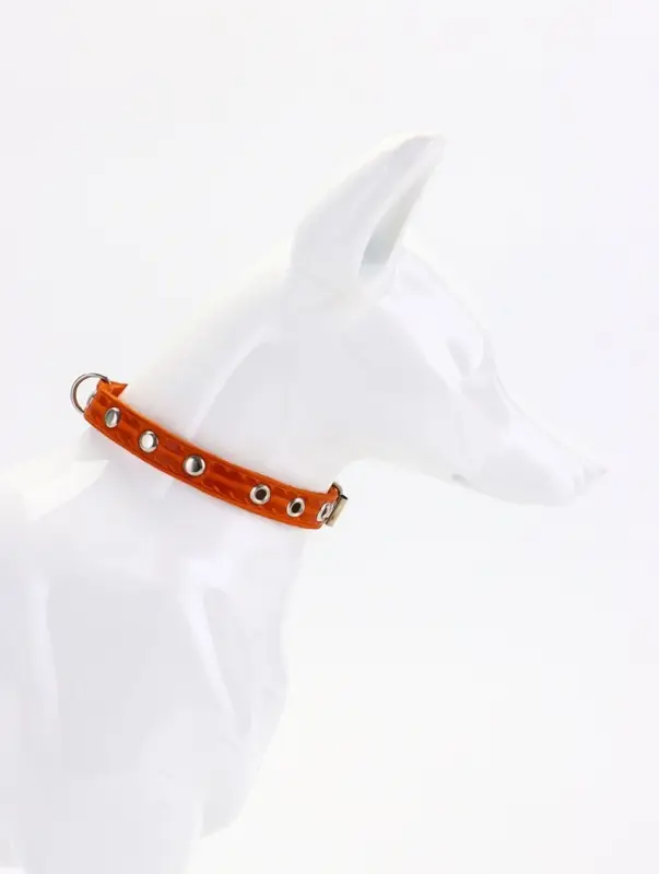 Ошейник кожаный однослойный украшенный, 1,2 см, ОШ 20-26 см микс цветов