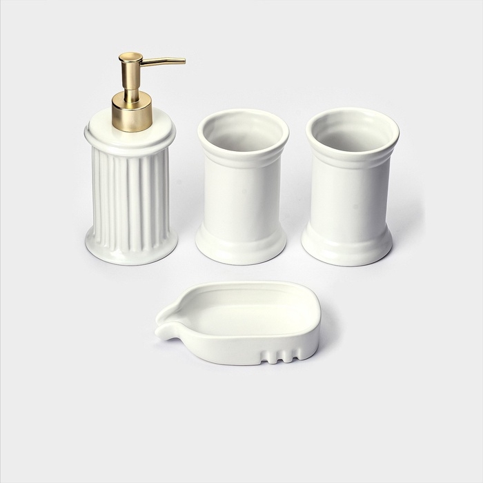 Набор для ванной Набор для ванной "Ретро" 4 предмета (дозатор для мыла, 2 стакана, мыльница)