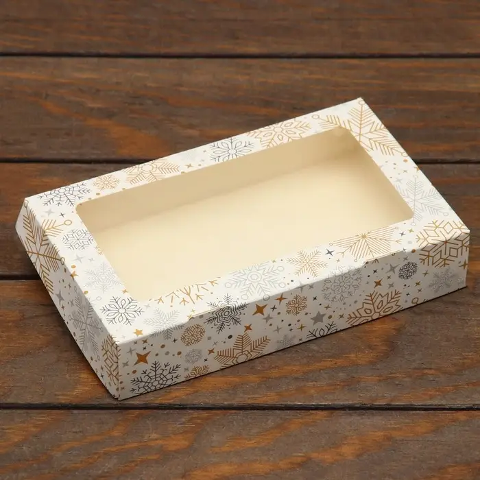 Коробка складная «Снежинка», 20×12×4 см с окном Коробка складная «Снежинка», 20×12×4 см с окном