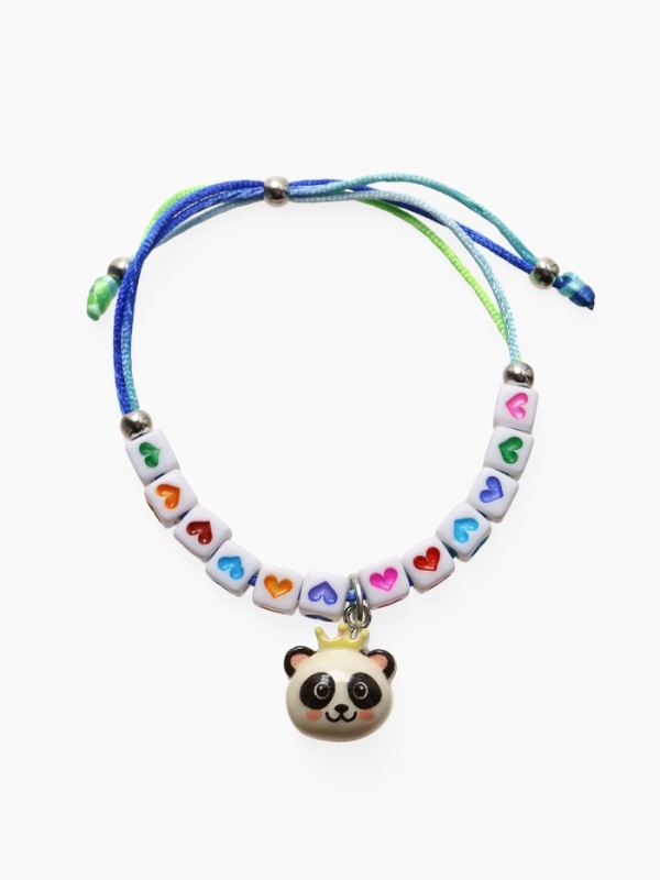 Браслет детский "Выбражулька" на затяжке, панда с бусинами, цветной