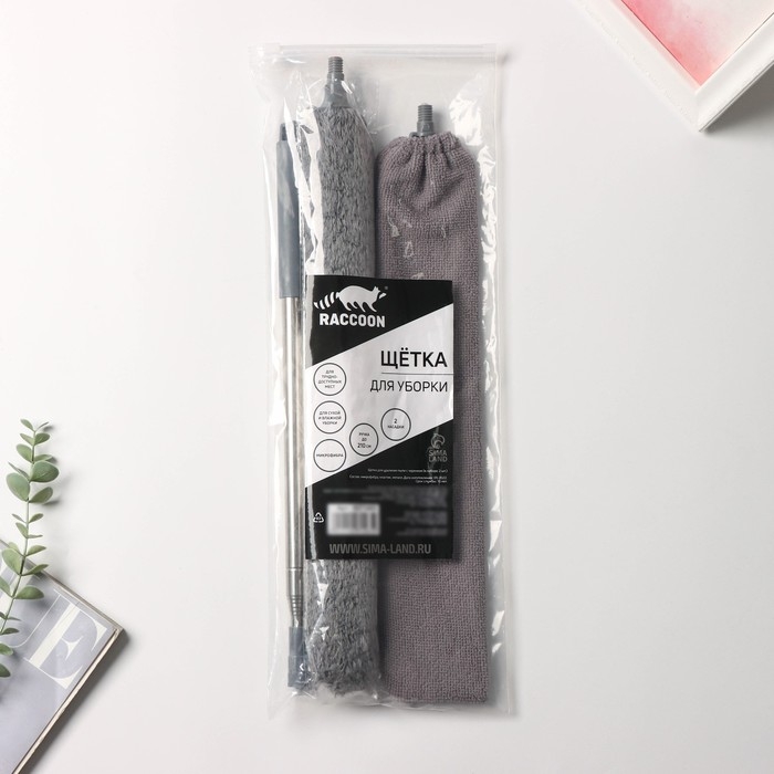 Щётка для пыли Raccoon, плоская насадка 40×7,5 см, пушистая насадка 41×13 см, телескопическая ручка 230 см Щётка для пыли Raccoon, плоская насадка 40×7,5 см, пушистая насадка 41×13 см, телескопическая ручка 230 см