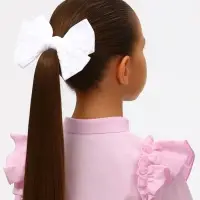 Бант для волос на резинке &laquo;Школьница стиль&raquo;, классика кружево, 12 см, белый