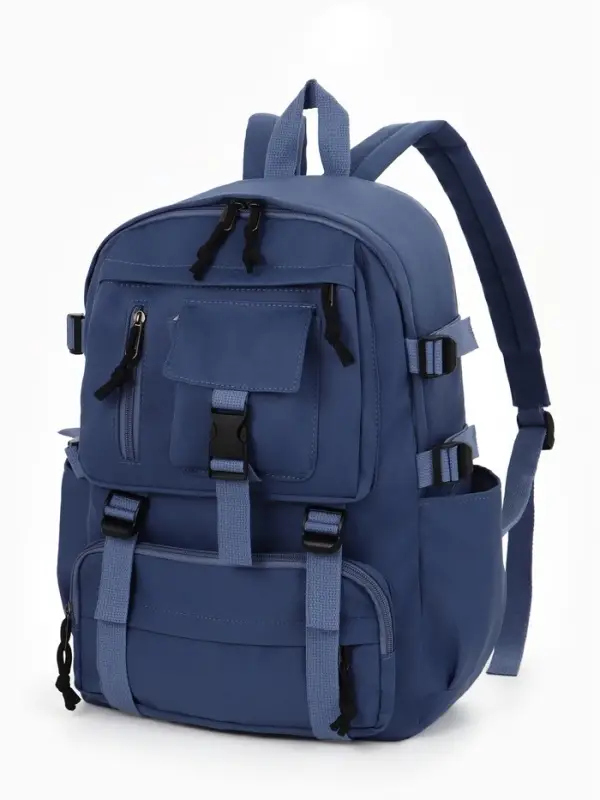 Рюкзак школьный, спортивный, однотонный, 1 отделение, 8 карманов, 31&times;12&times;42 см, синий