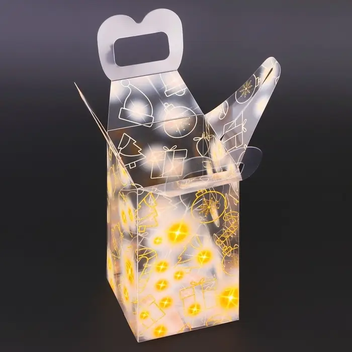 Коробка подарочная новогодняя складная ПВХ «Загадай желание» 12×7×7 см