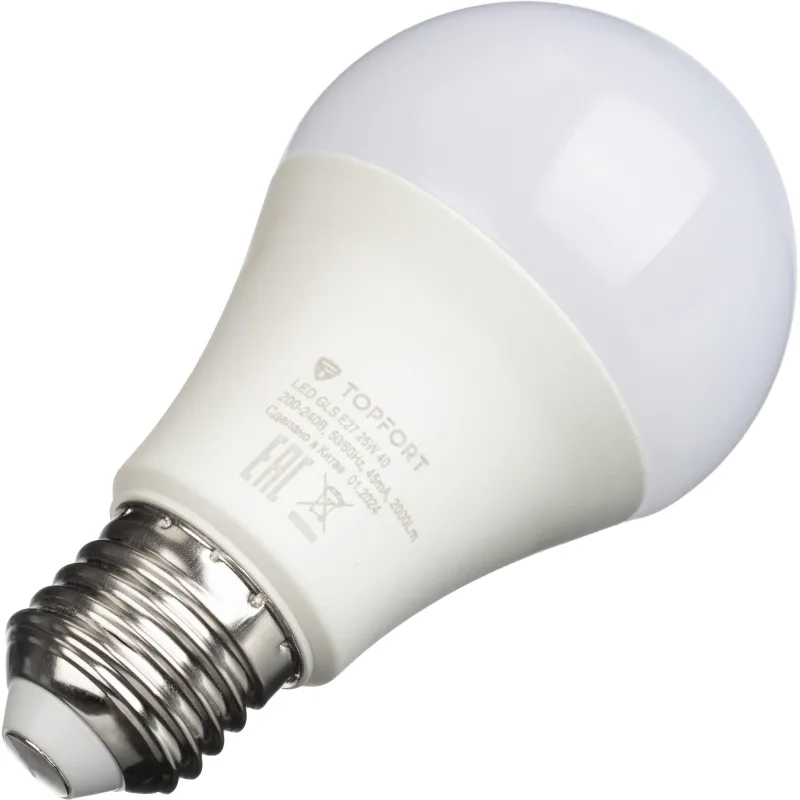 Лампа светодиодная Topfort E27 25W 4000K груша