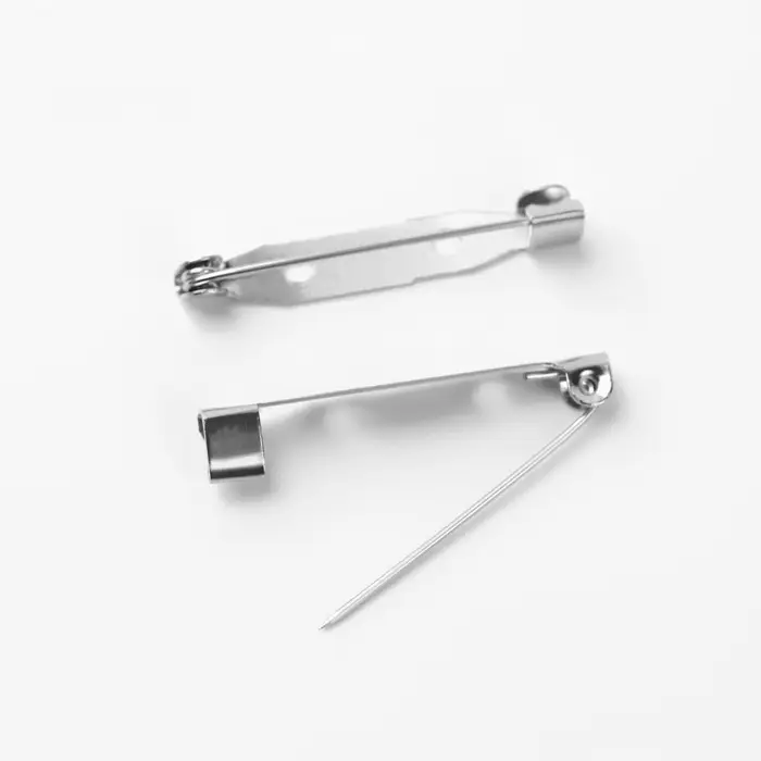 Основа для броши, 2 отверстия, 32 мм, 10 шт., цвет серебряный